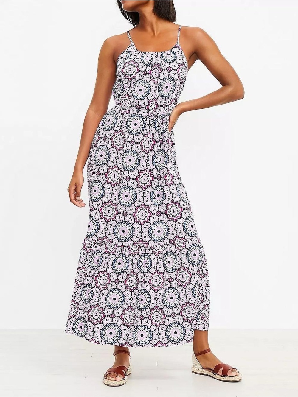 LOFT scoop neck kaleidoscope maxi dress EUC